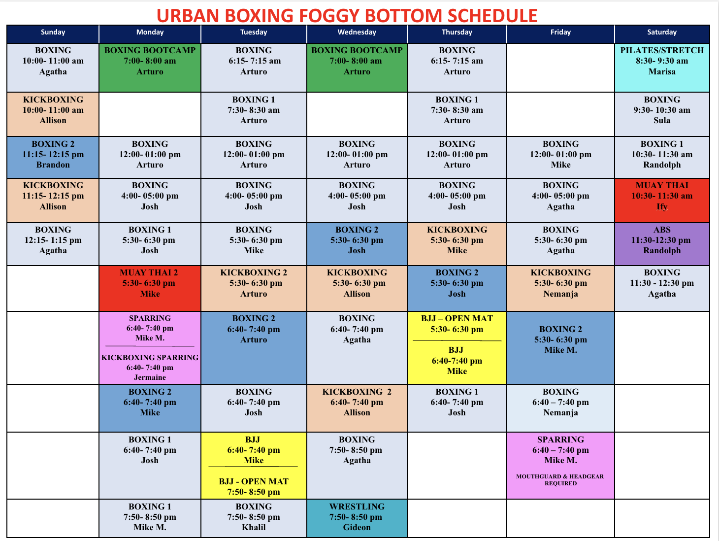 Class Schedule